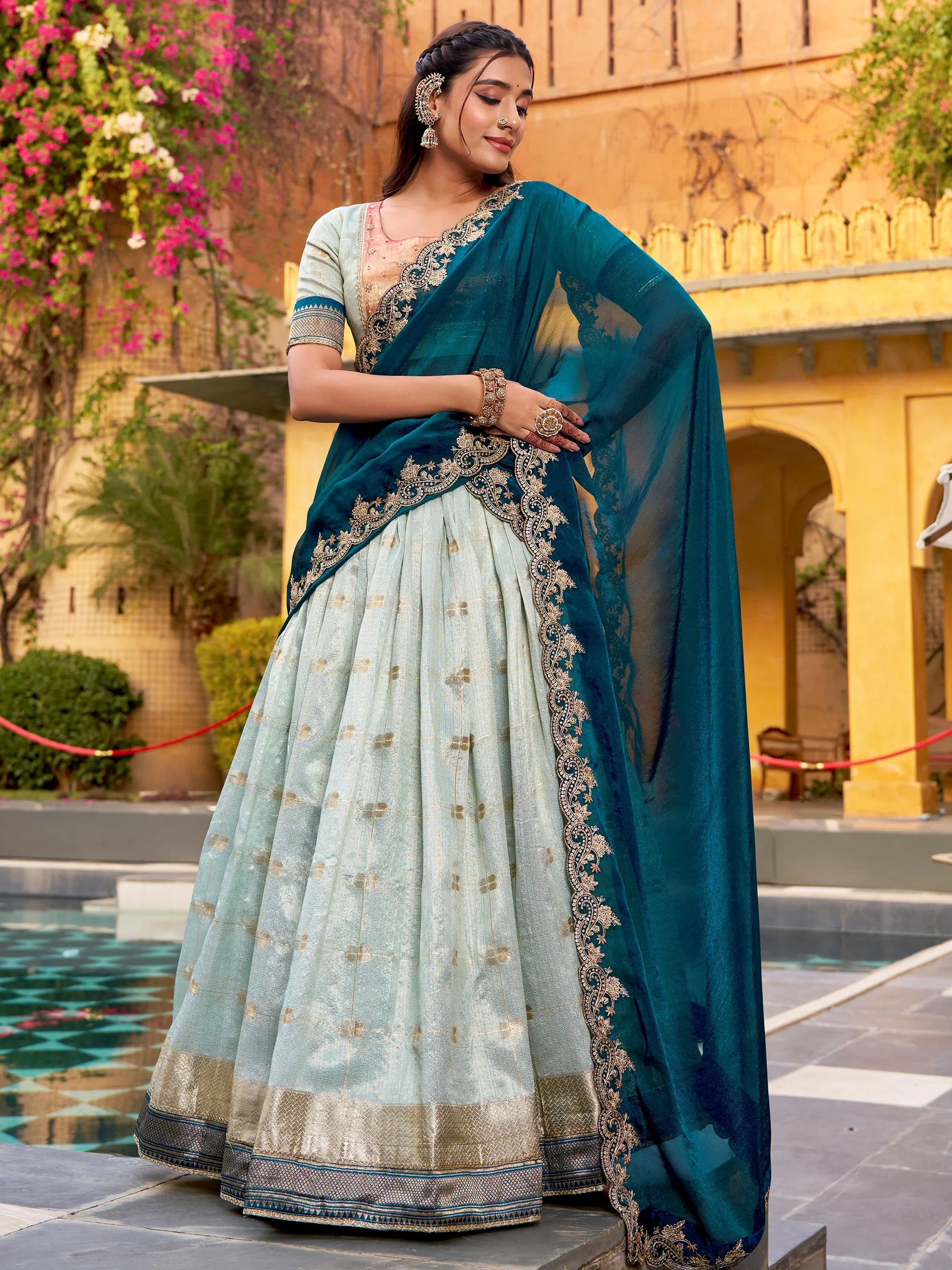 Royal Blue Zari Embroidered Silk Bridesmaid Lehenga Choli With Dupatta