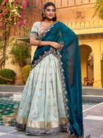 Royal Blue Zari Embroidered Silk Bridesmaid Lehenga Choli With Dupatta