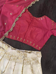 Awesome Cream Colored Festive Wear Banarasi  Lehenga Choli