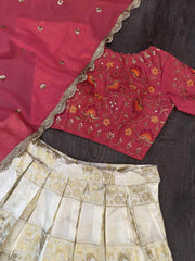 Awesome Cream Colored Festive Wear Banarasi  Lehenga Choli