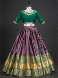 Amazing Wine Silk Zari Weaving Onam Festival Wear Half Saree Lehenga