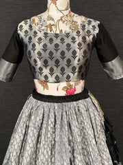 Wonderful Black Zari Weaving Work Silk Festival Wear Lehenga Choli