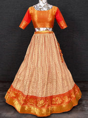 Amazing Orange Weaving Work Silk Festival Wear Lehenga Choli