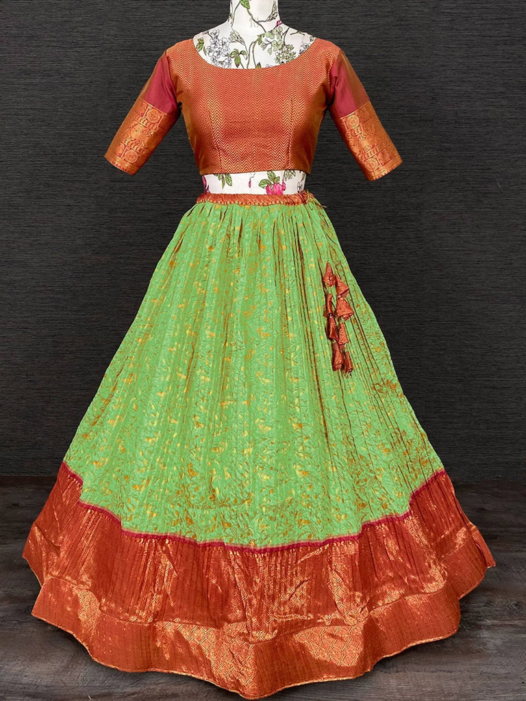Breathtaking Green Weaving Work Silk Festival Wear Lehenga Choli
