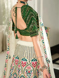 Euphoric White Heavy Sequins Embroidered Silk Wedding Lehenga Choli