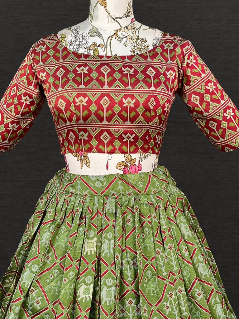 Awesome Green Weaving Work Silk Festive Lehenga Choli