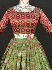 Awesome Green Weaving Work Silk Festive Lehenga Choli