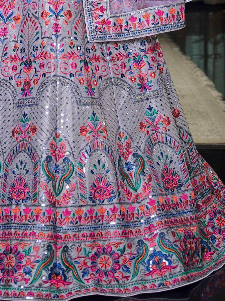 Abundant Purple Sequins Embroidered Lehenga Choli With Dupatta