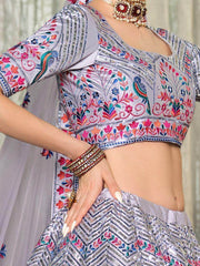 Abundant Purple Sequins Embroidered Lehenga Choli With Dupatta