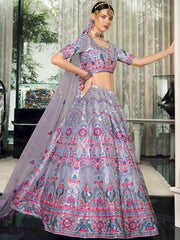 Abundant Purple Sequins Embroidered Lehenga Choli With Dupatta