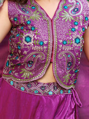 Elegant Purple Sequins Embroidered Silk Festive Wear Lehenga Choli