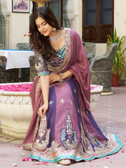 Glowing Multi-Colour Embroidered Georgette Festive Wear Lehenga Choli