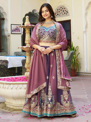 Glowing Multi-Colour Embroidered Georgette Festive Wear Lehenga Choli