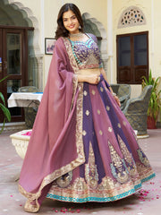 Glowing Multi-Colour Embroidered Georgette Festive Wear Lehenga Choli