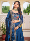 Awesome Blue Sequins Embroidered Reception Wear Lehenga Choli