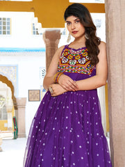 Artistic Purple Gamthi Work Georgette Festival Wear Gown
