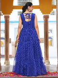 Impressive Blue Georgette Leheriya Print Festival Wear Gown