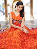 Glamorous Orange Leheriya Print Georgette Traditional Gown