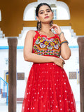 Gorgeous Red Digital Printed Georgette Navratri Wear Gown