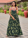 Glamorous Green Georgette Floral Printed Navratri Wear Gown