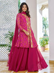 Glamorous Pink Embroidered Georgette Function Wear Palazzo Suit