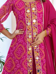 Glamorous Pink Embroidered Georgette Function Wear Palazzo Suit