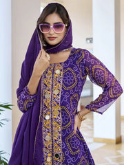 Attractive Blue Embroidered Georgette Festive Wear Palazzo Suit