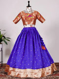 Precious Blue Jacquard Zari Weaving South Onam Festive Half Saree Lehenga