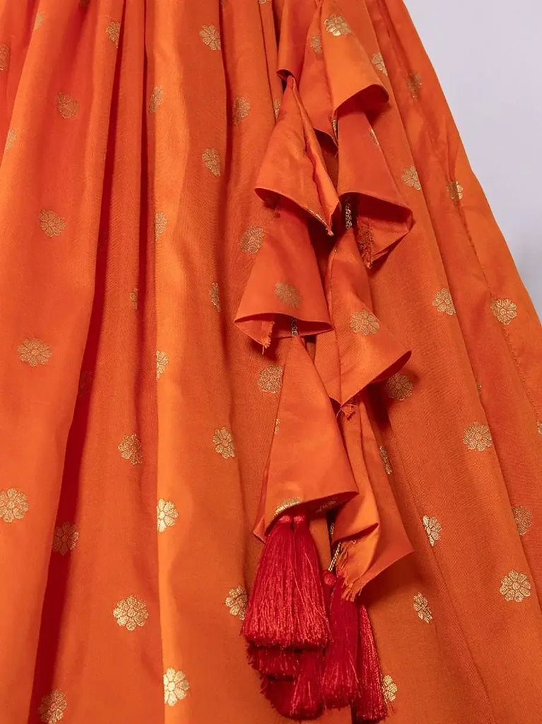 Beguiling Orange Patola-Paithani Weaved Silk Marriage Wear Lehenga Choli