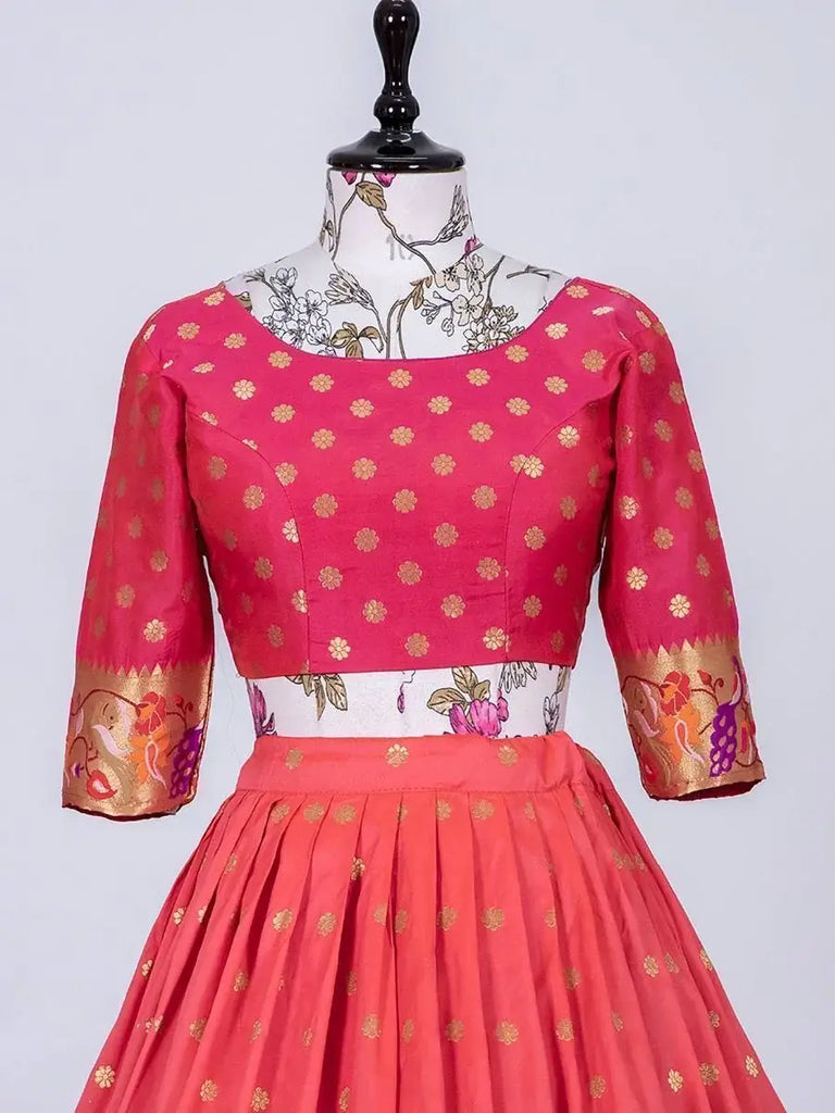 Alluring Pink Patola-Paithani Weaved Silk Engagment Wear Lehenga Choli