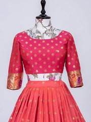 Alluring Pink Patola-Paithani Weaved Silk Engagment Wear Lehenga Choli