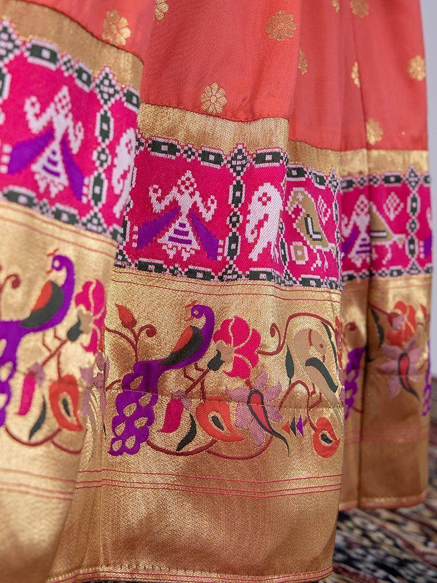 Vibrant Indian ethnic saree with peacock and floral embroidery, perfect for festive occasions