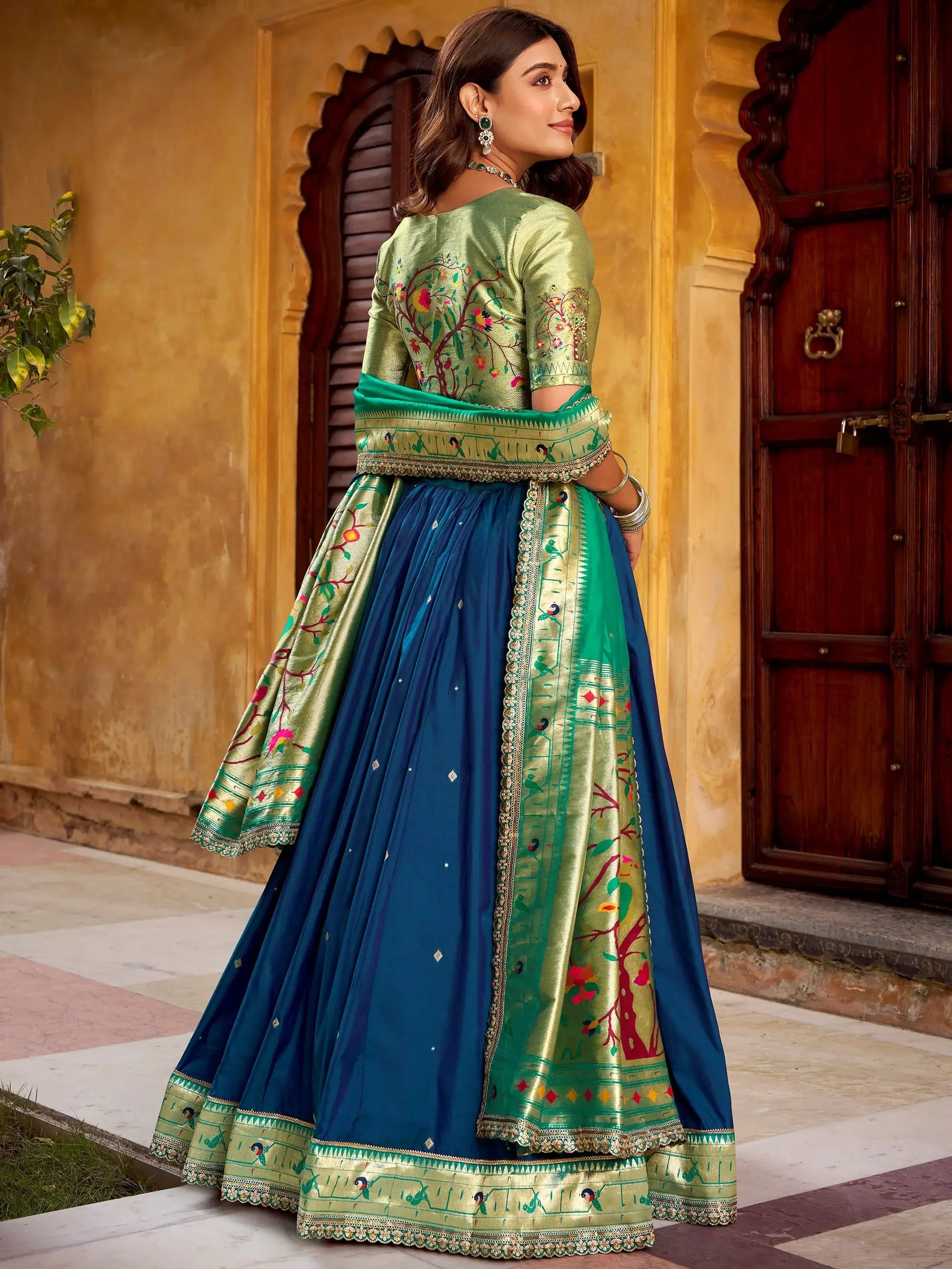 Amazing Blue Zari Weaving Silk Festival Wear Lehenga Choli