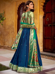 Amazing Blue Zari Weaving Silk Festival Wear Lehenga Choli