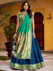 Amazing Blue Zari Weaving Silk Festival Wear Lehenga Choli