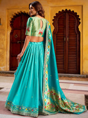 Charming Blue Zari Weaving Silk Bridesmaid Lehenga Choli