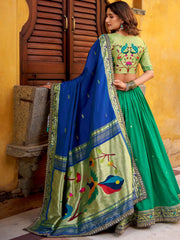 Dazzling Green Zari Weaving Silk Function Wear Lehenga Choli