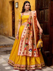 Charming Yellow Zari Weaving Silk Wedding Wear Lehenga Choli