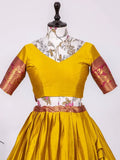 Adorable Yellow Silk Zari Weaving South Onam Festival Half Saree Lehenga