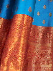 Wonderful Blue Zari Work Jacquard Wedding Wear Pattu Lehenga Choli