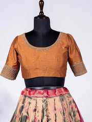 Riveting Mehendi Green Woven Silk Festival Wear Pattu Lehenga Choli