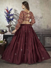 Gorgeous Maroon Sequined Art Silk Ready-to-wear Lehenga Choli