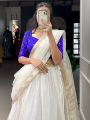 Engaging White Zari Weaving Organza Traditional lehenga Choli