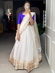 Engaging White Zari Weaving Organza Traditional lehenga Choli