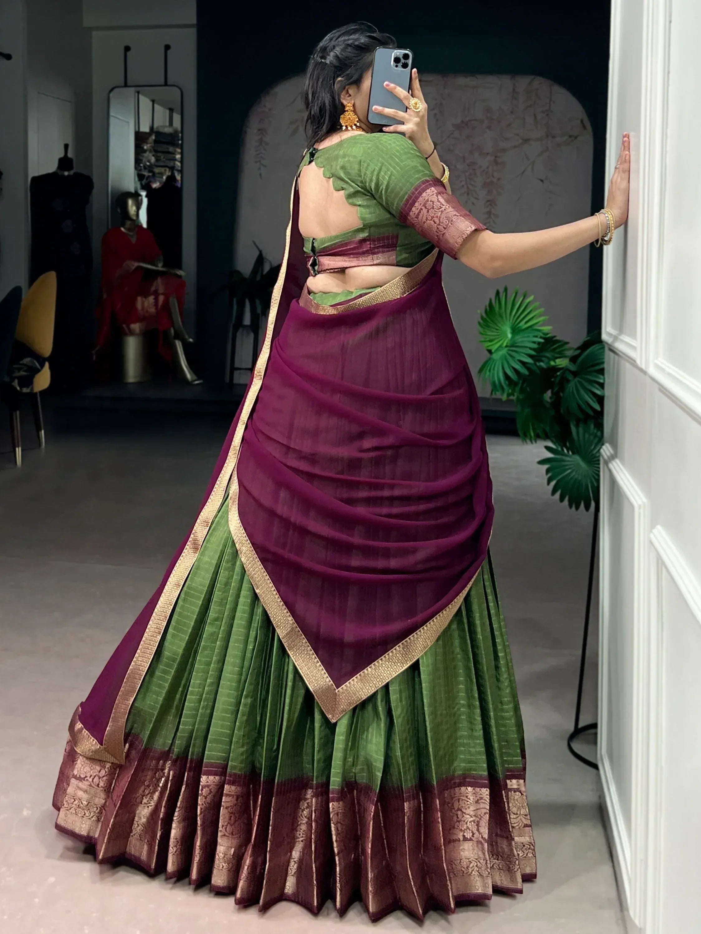 Glorious Mehendi Green Zari Weaving Silk Lehenga Choli With Dupatta