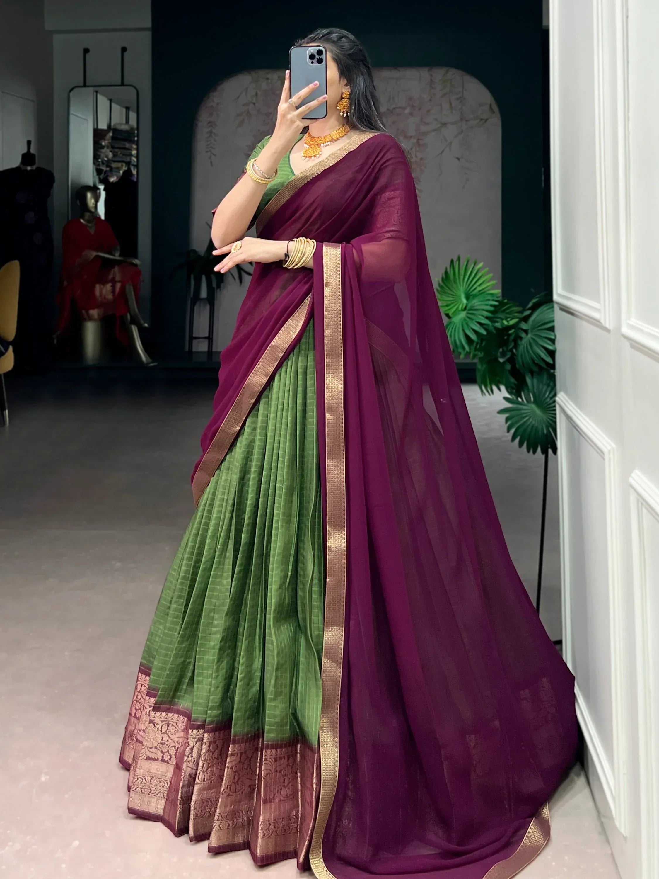 Glorious Mehendi Green Zari Weaving Silk Lehenga Choli With Dupatta