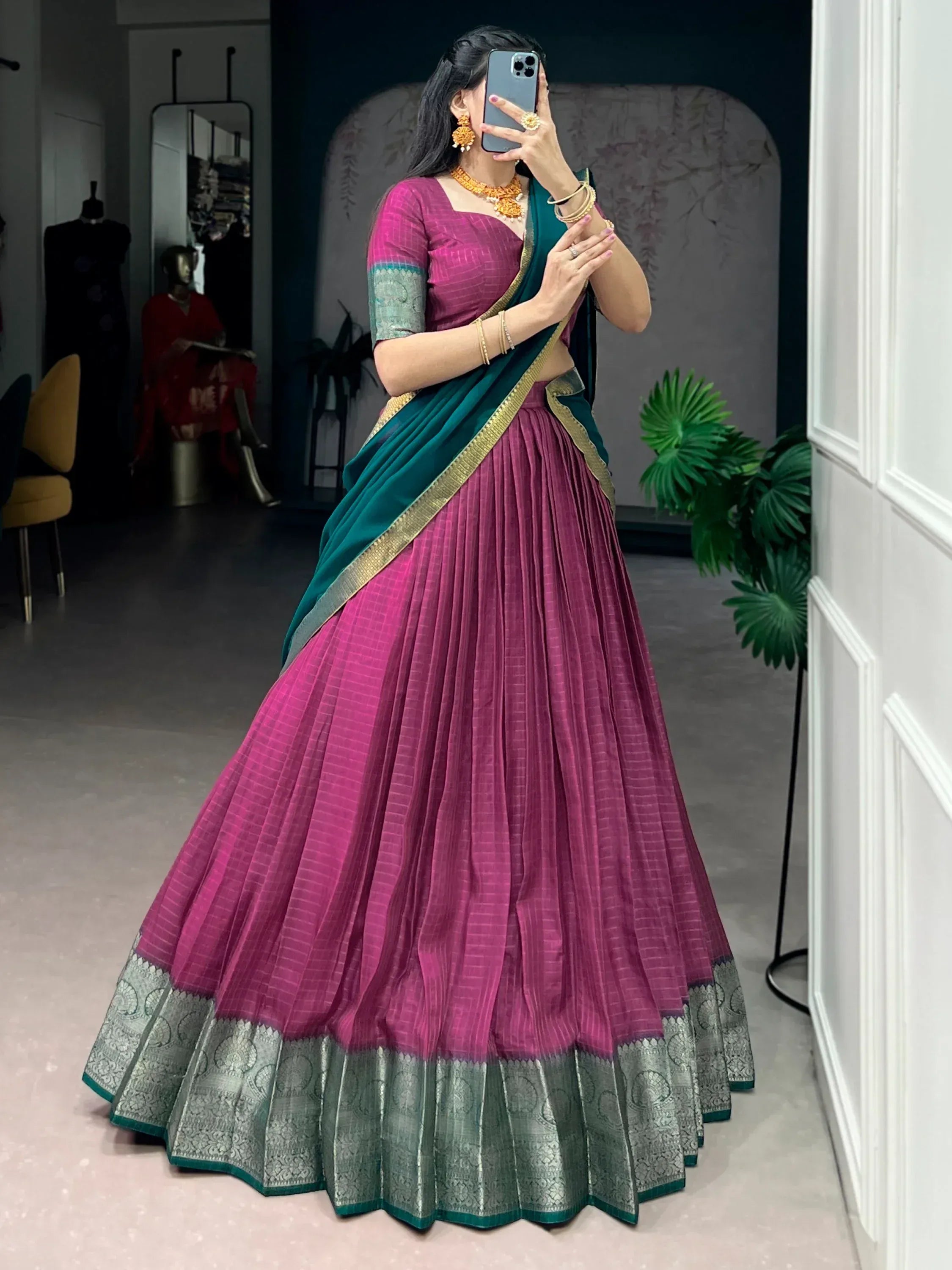 Regal Pink Zari Weaving Silk Festive Wear Lehenga Choli With Dupatta