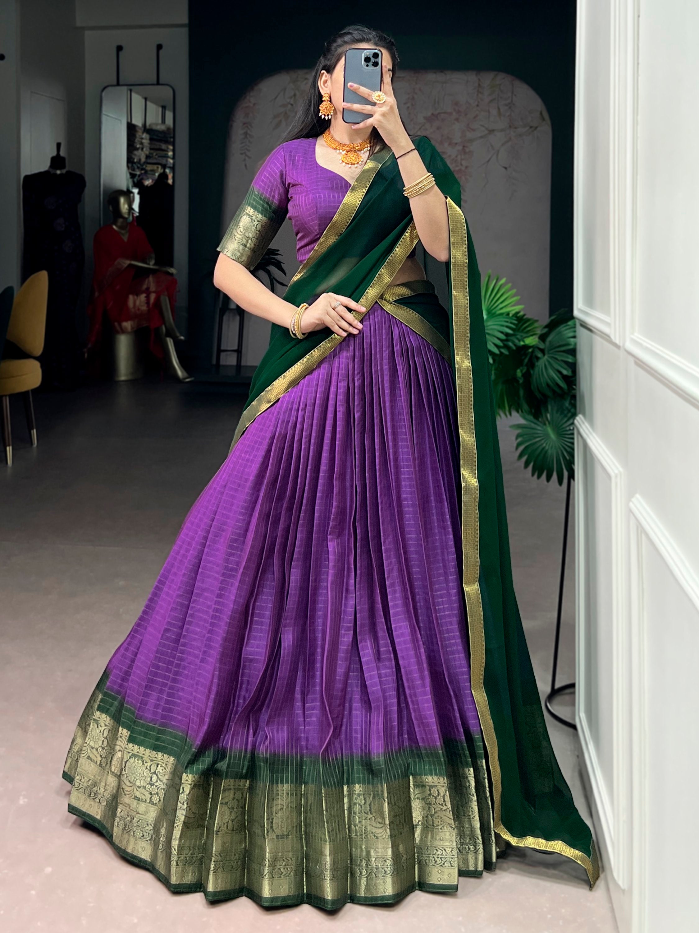 Captivating Purple Zari Weaving Silk Traditional Lehenga With Blouse