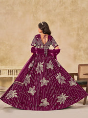 Dazzling Wine Thread Embroidered Silk Function Wear Lehenga Choli