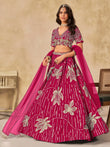 Impressive Pink Embroidered Silk Wedding Wear Lehenga Choli